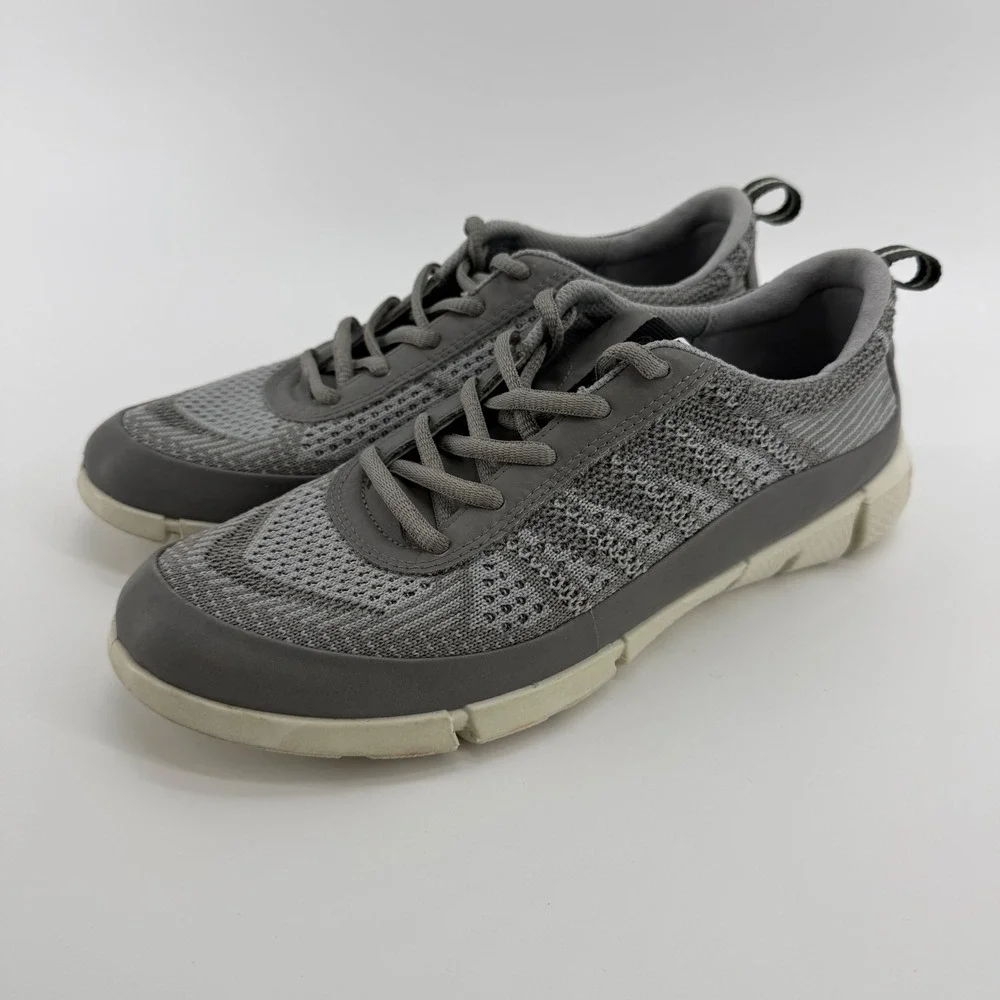 ECCO Intrinsic Knit Grey Mesh Leather Sneakers EU 38 US Women 7-7.5 Danish